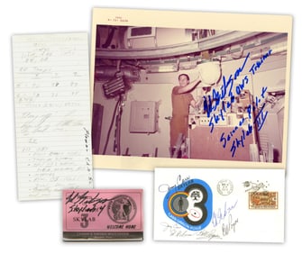 Skylab 4 Archive: Scarce Flown Note Page, Crew-Signed Cover, & More! Provenance From Pilot Ed Gibson