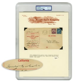 Amelia Earhart GEM MT 10 Signed Cover From Visit to March Field