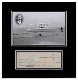 Orville Wright Signed Check, Matted & Displayed