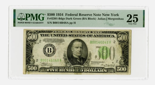 1934 $500 Federal Reserve Note, New York - PMG 25 Very Fine