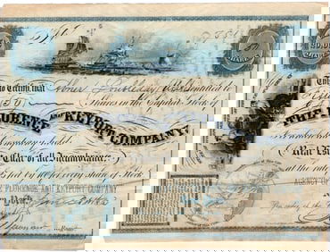 Civil War General & Postwar Leader of Black Troops Abner Doubleday Signs Stock Certificate