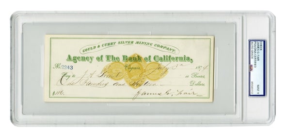 Bonanza King James G. Fair PSA MT 9 Signed Check