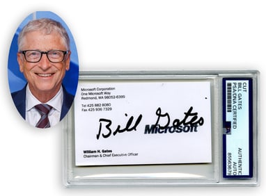 Bill Gates Signature on Souvenir Business Card PSA Encapsulated