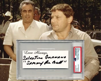 Sammy The Bull Twice Signed w/ Rare Full Name Signature! The Gotti Turncoat! PSA Encapsulated