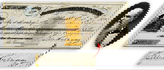 Benjamin Holladay, "Stagecoach King" Founder of Overland Stage Co. Signed Check