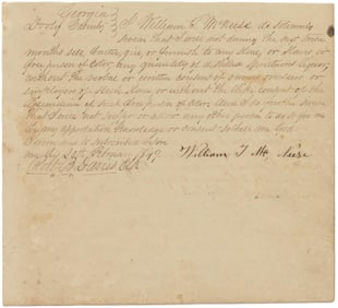 Two Oaths to Not Provide Liquor to Slaves 1849 & 1850 Dooly County GA