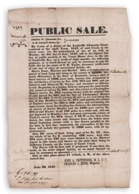 Slavery Broadside - Louisville Kentucky Public Sale