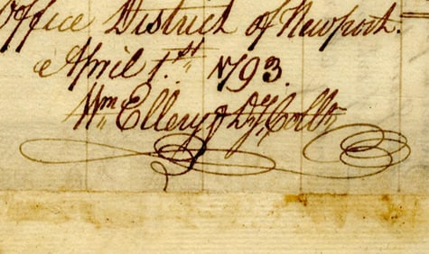 William Ellery Collects Customs On Slave Ships in Newport, 3 Sheets, 1793-1799