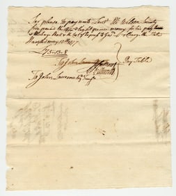 Oliver Ellsworth Signed Large Pay Order for Continental Express Rider Sent to CT Gov. Jonathan