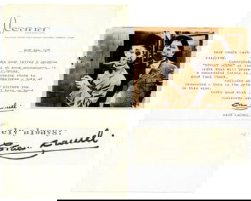 Stan Laurel on "successful future in show business" and Sends Original Photo!