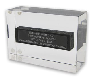 3" Graphite Segment from First Nuclear Reactor, Fermi's CP-I, Encased in Lucite