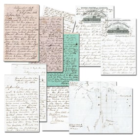 Civil War-Dated Letters by Chaplain of CT 5th Infantry, 39pp + Hand Drawn Map of the First Battle of