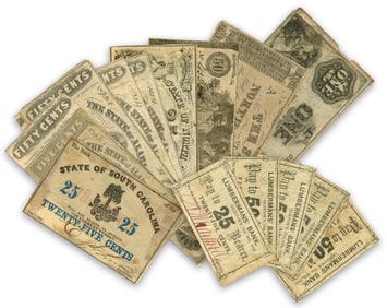17 pc. Confederate & Northern Currency Dealer's Lot, War Dated 1861-1863