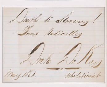 LT. Drake DeKay Signs Anti-Slavery Sentiment at Beginning of Civil War