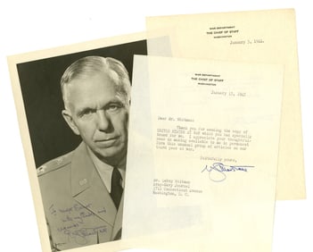 WWII General George Marshall Two War Dated Letters with Signed Photo