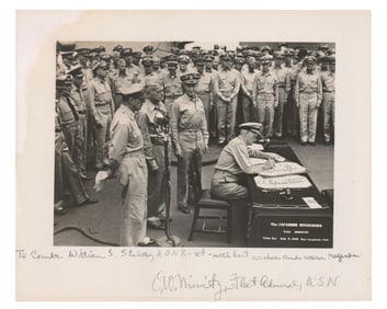 Chester Nimitz Twice Signed WWII Surrender Image!