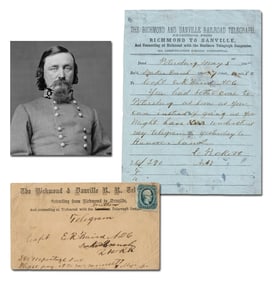 George E. Pickett Exceptional Confederate Telegraph Cover & Telegram, Ex-Kramer