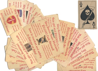 Vietnam War Lot of 17 North Vietnamese Propaganda Cards & American Special Forces "Calling Card"