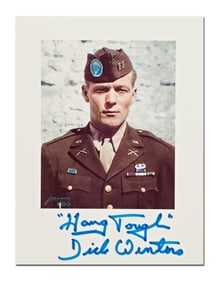 U.S. Army Major Dick Winters Signed Color Photo, "Hang Tough"