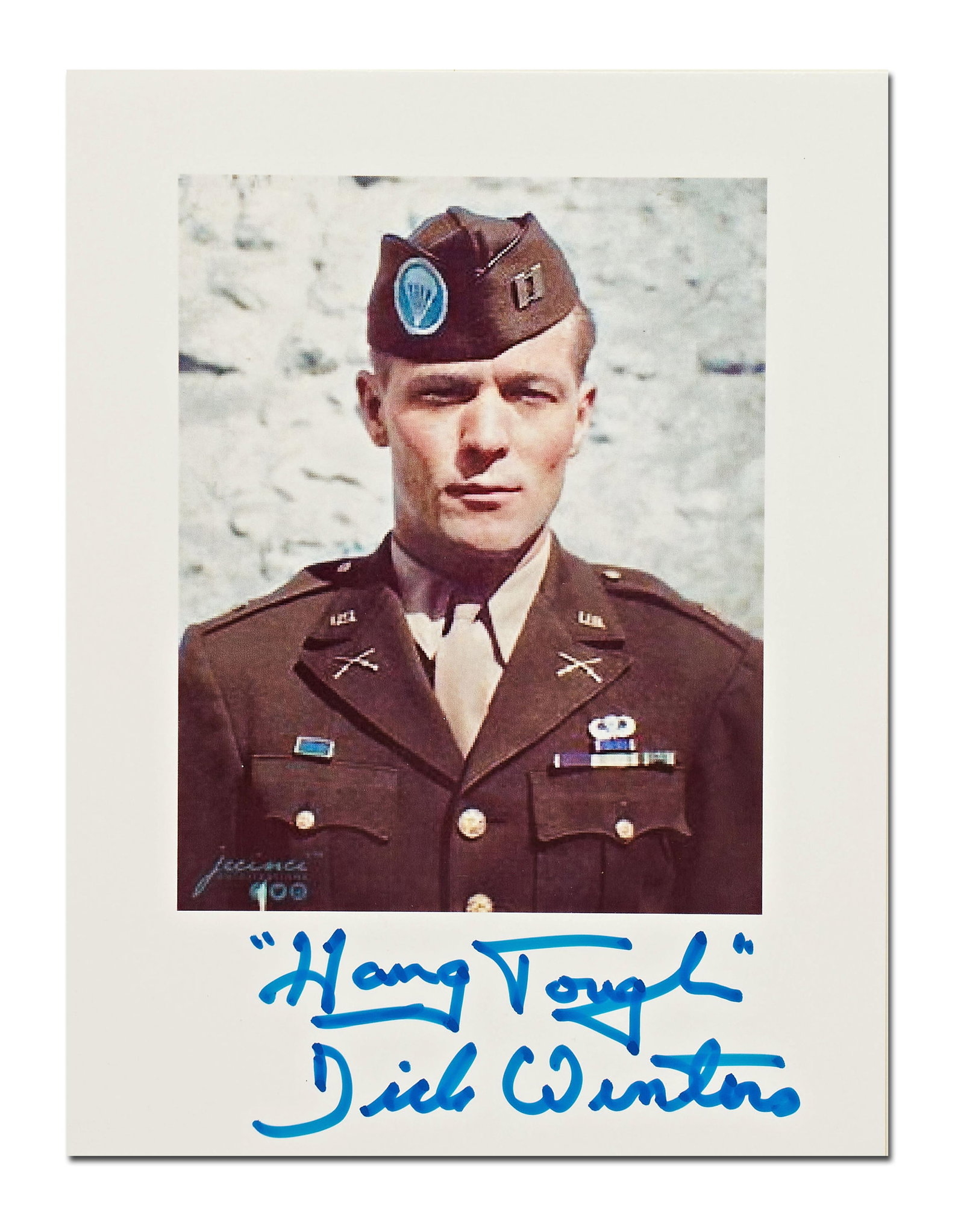 U.S. Army Major Dick Winters Signed Color Photo, "Hang Tough" (1 of 3)
