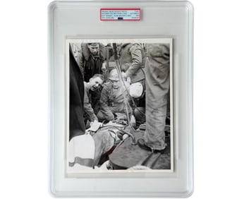 D-Day: Wounded Soldier Evacuated from French Beachhead! PSA Type 1, Stark Reminder of Human Cost of