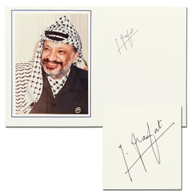 Yasser Arafat Signed Photo Presentation Card