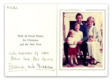 Charles & Diana Signed Christmas Card with Charming Family Portrait