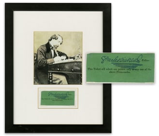 Scarce Charles Dickens Signed Ticket Stub to Promenades