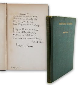 Robert Frost Signed "Mountain Intervals", Inscribed With Then-Unpublished Poem "Sand Dunes"