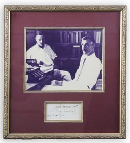 Charles Nordhoff & James Hall Signed Card, Attractive Framed Display