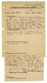 Aldous Huxley "Texts & Pretexts" Pre-Publication Editor's Questionnaire, 150+ Words In His Hand!