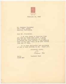 Rockwell Kent TLS Re: Autobiography, "you'll like 'This Is My Own' better than any of them"