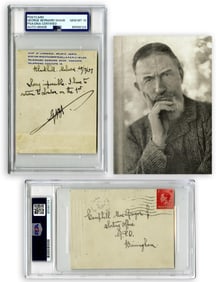 George Bernard Shaw, PSA GEM MT 10, Handwritten Signed Note
