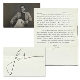 John Steinbeck TLS to his Typist Mary Morgan Mentioning Two of his Works