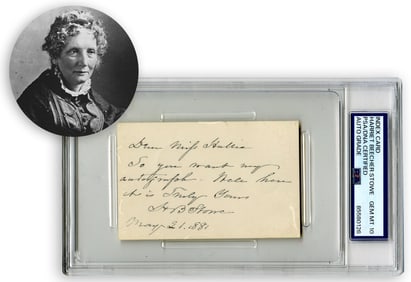 Harriet Beecher Stowe, PSA GEM MT 10, Handwritten Signed Note