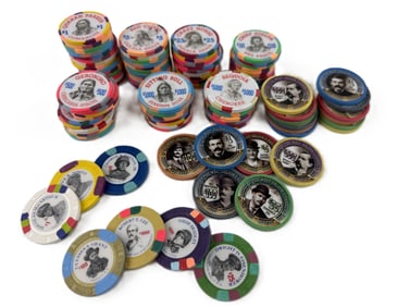 Lot of 95 Indian Chief, Old West & U.S. Military Themed Collectible Poker Chips