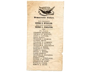 George McClellan for President in 1864! A Soldier's Used Mail-In Ballot from Ohio