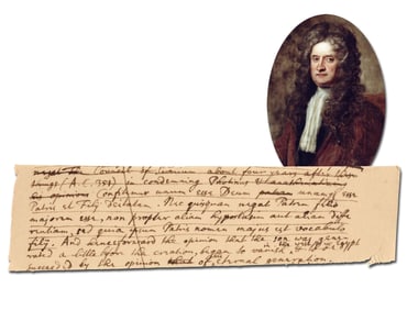 Isaac Newton Highly Important Religious Manuscript with 85+ Words in his Hand, Ex-Bonhams