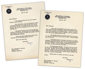 Two Chatty Letters on Baseball by J. Edgar Hoover and an Outing with Nixon