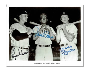 Mantle, Maris & Mays - Terrific Signed Photo!