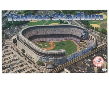 Jeter & 7 Key '96 Champs Signed Oversized Yankee Stadium Poster - JSA Authentication