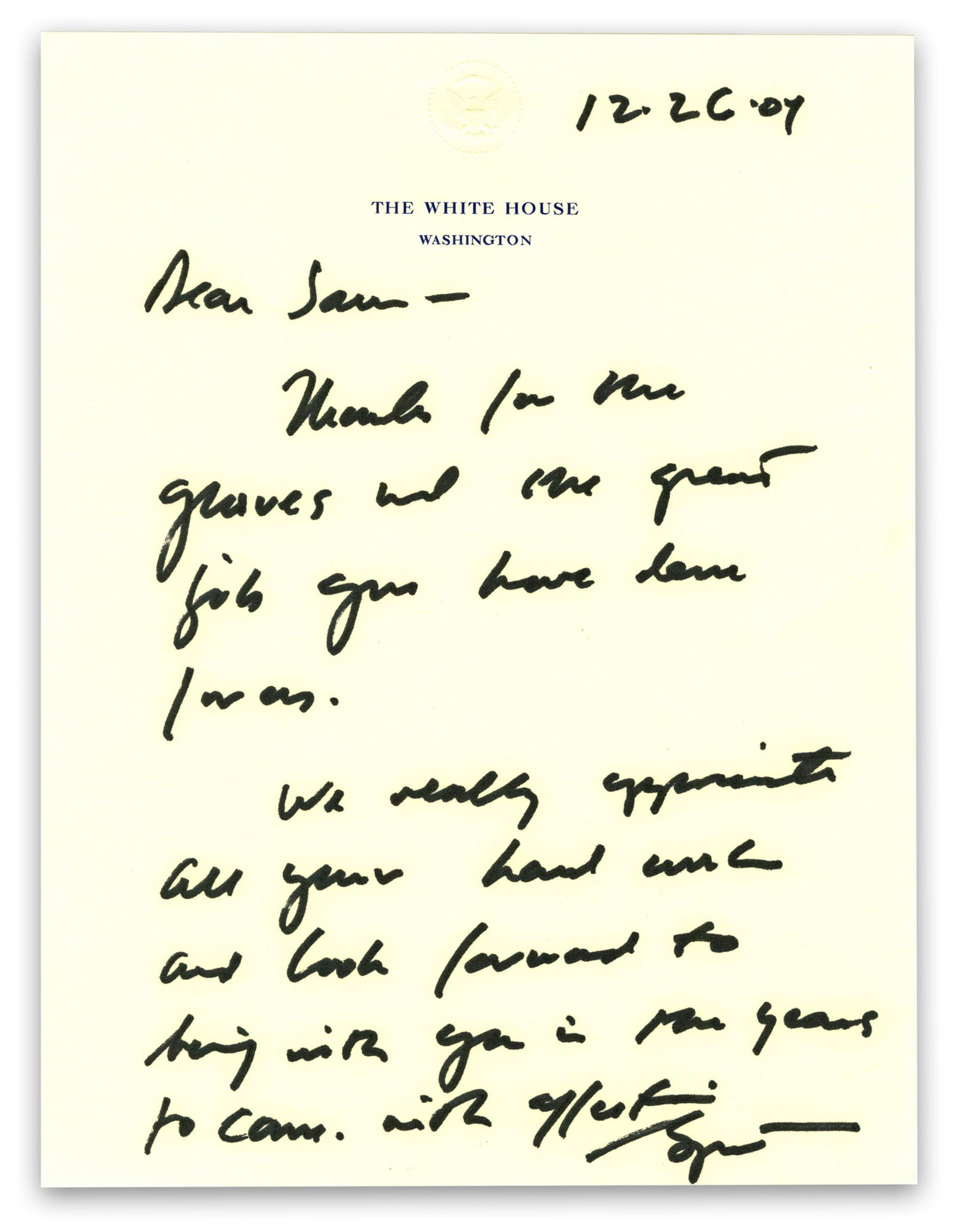 George W. Bush Sends Personal Thanks & Appreciation to Staff (1 of 3)