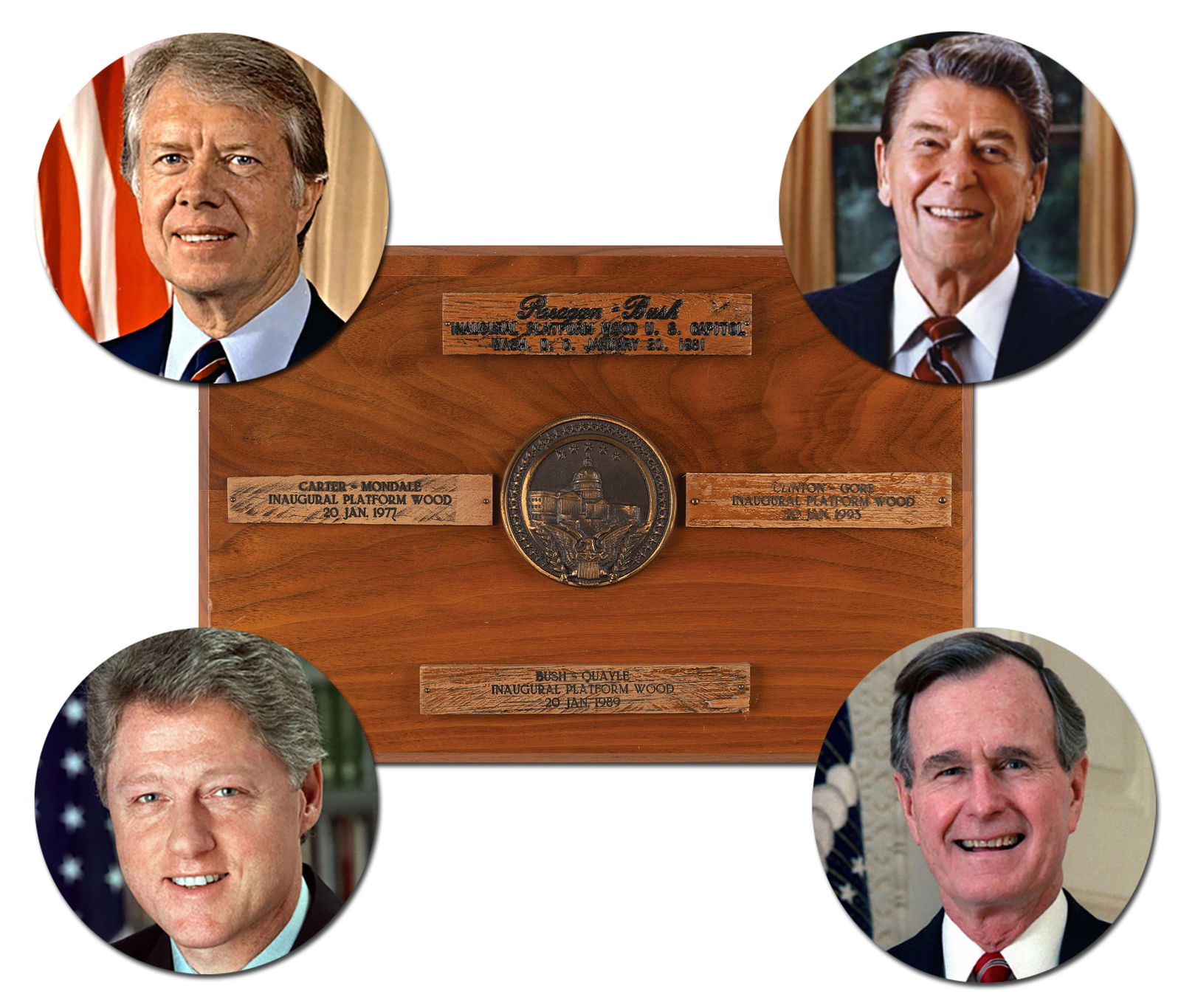 Bush, Carter, Clinton, Reagan: Platform Wood From Each Presidential Inauguration (1 of 5)