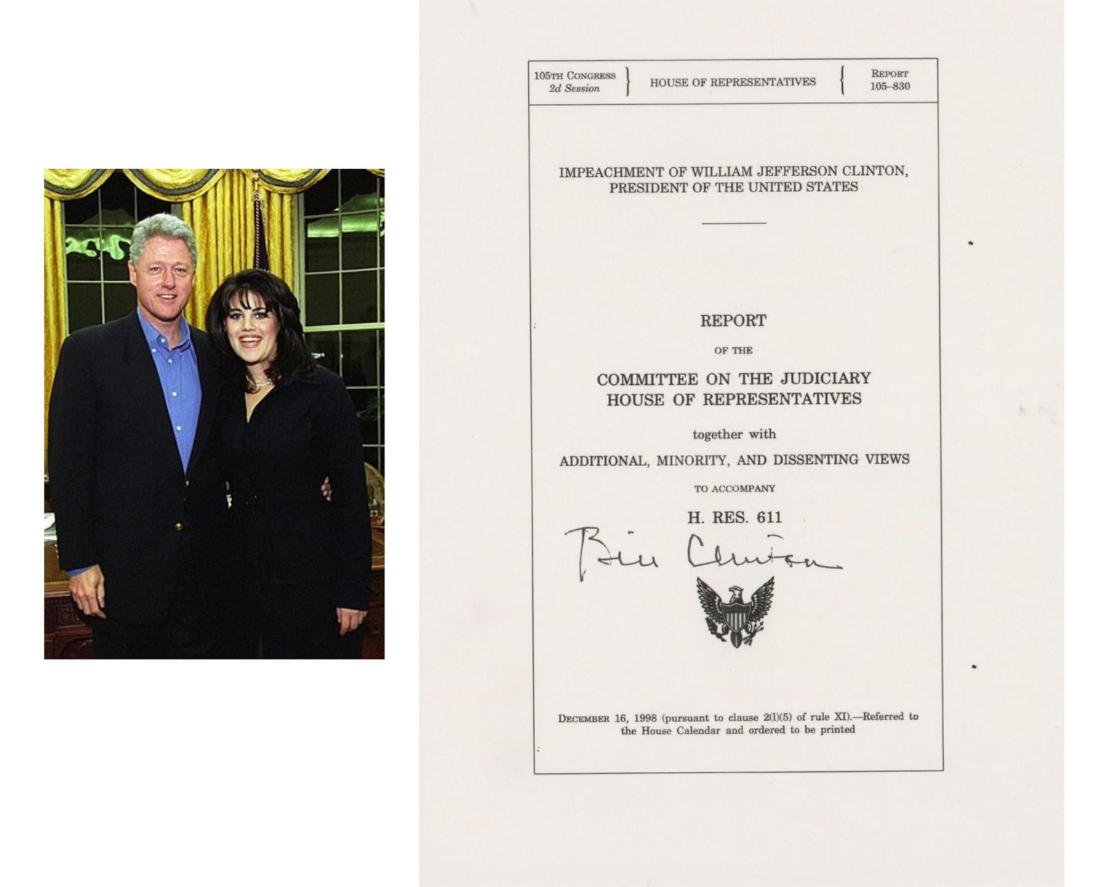 Bill Clinton Impeachment Signed House Report Typescript (1 of 2)