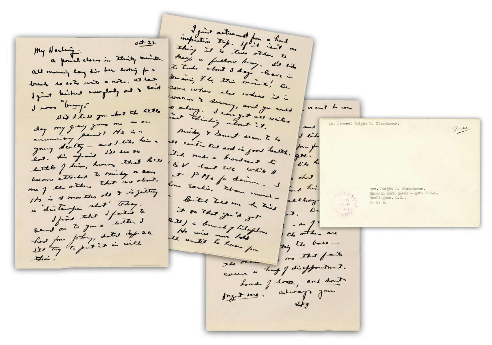 Eisenhower Up Late with Churchill "I was at PMs for dinner. I got home earlier than usual - 1245." (1 of 7)