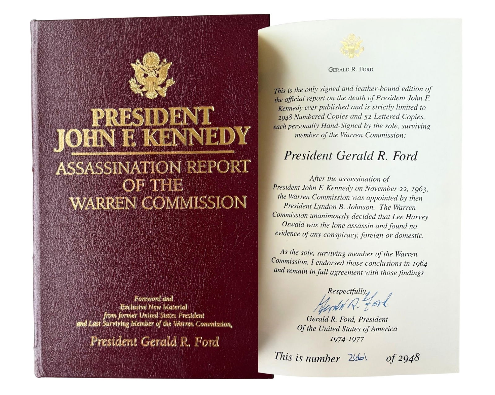 G. Ford Signed JFK: Assassination Report of the Warren Commission. A Rare Limited Edition Copy! (1 of 4)