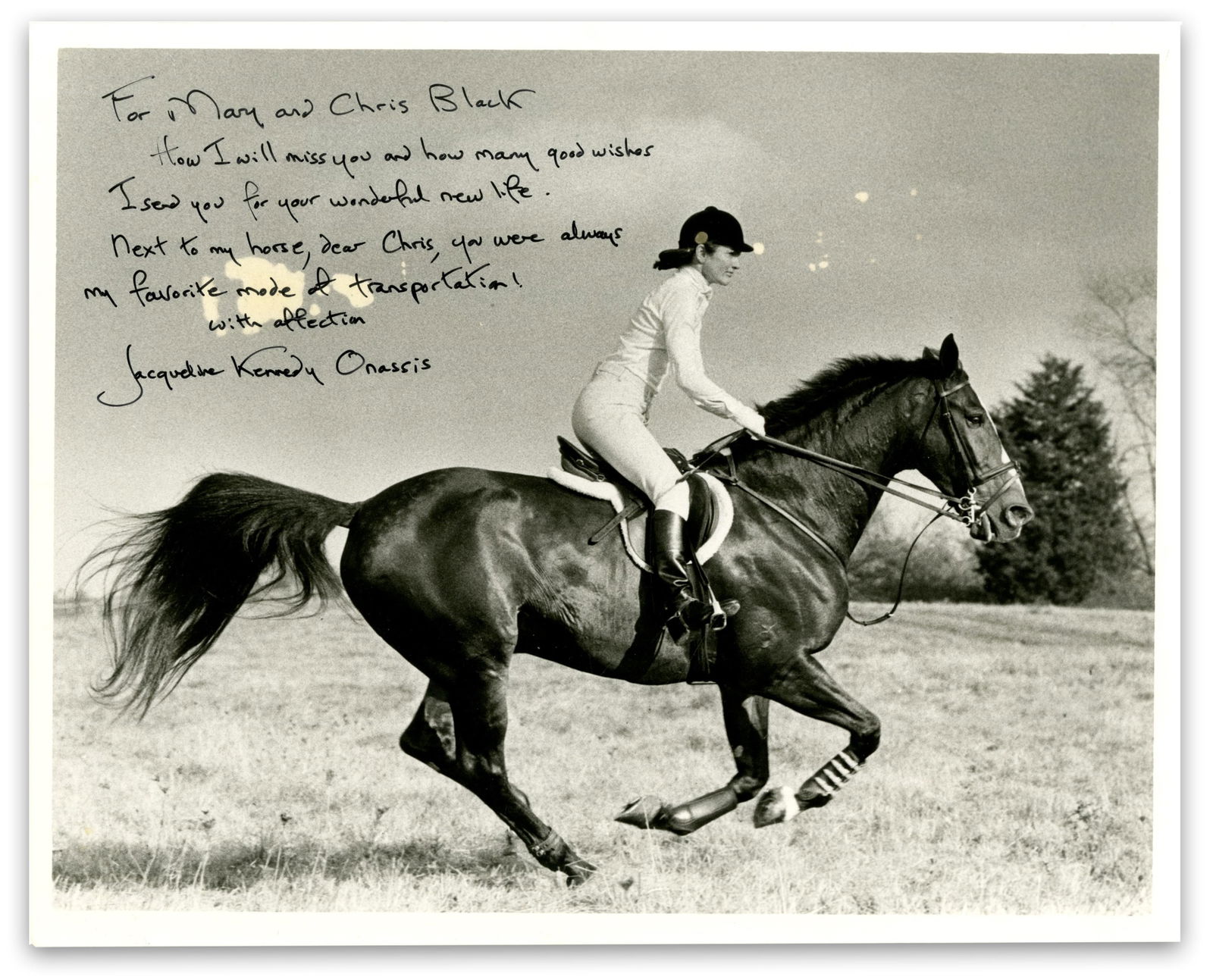 Jacqueline Kennedy Signed & Inscribed Photo on Horseback (1 of 4)