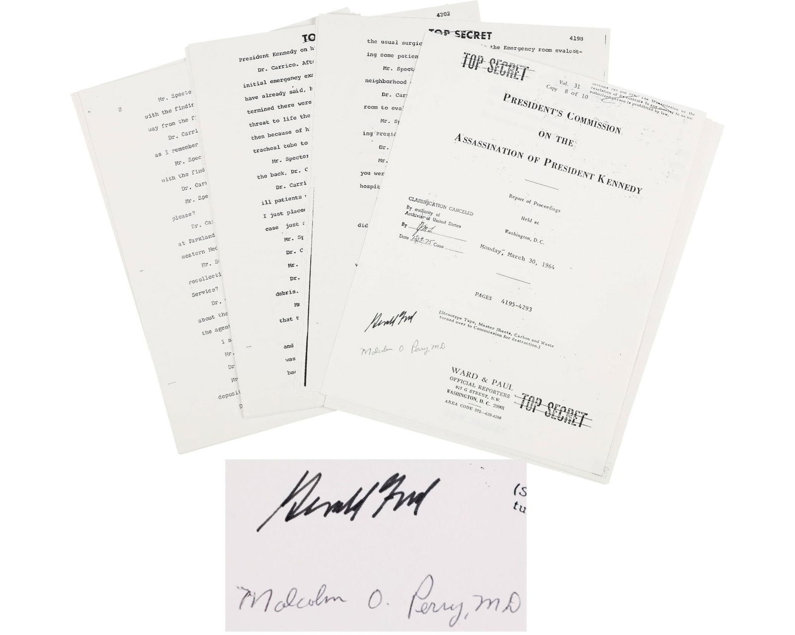 JFK: Warren Commission Proceedings Signed by Gerald Ford & Malcolm Perry. (1 of 4)