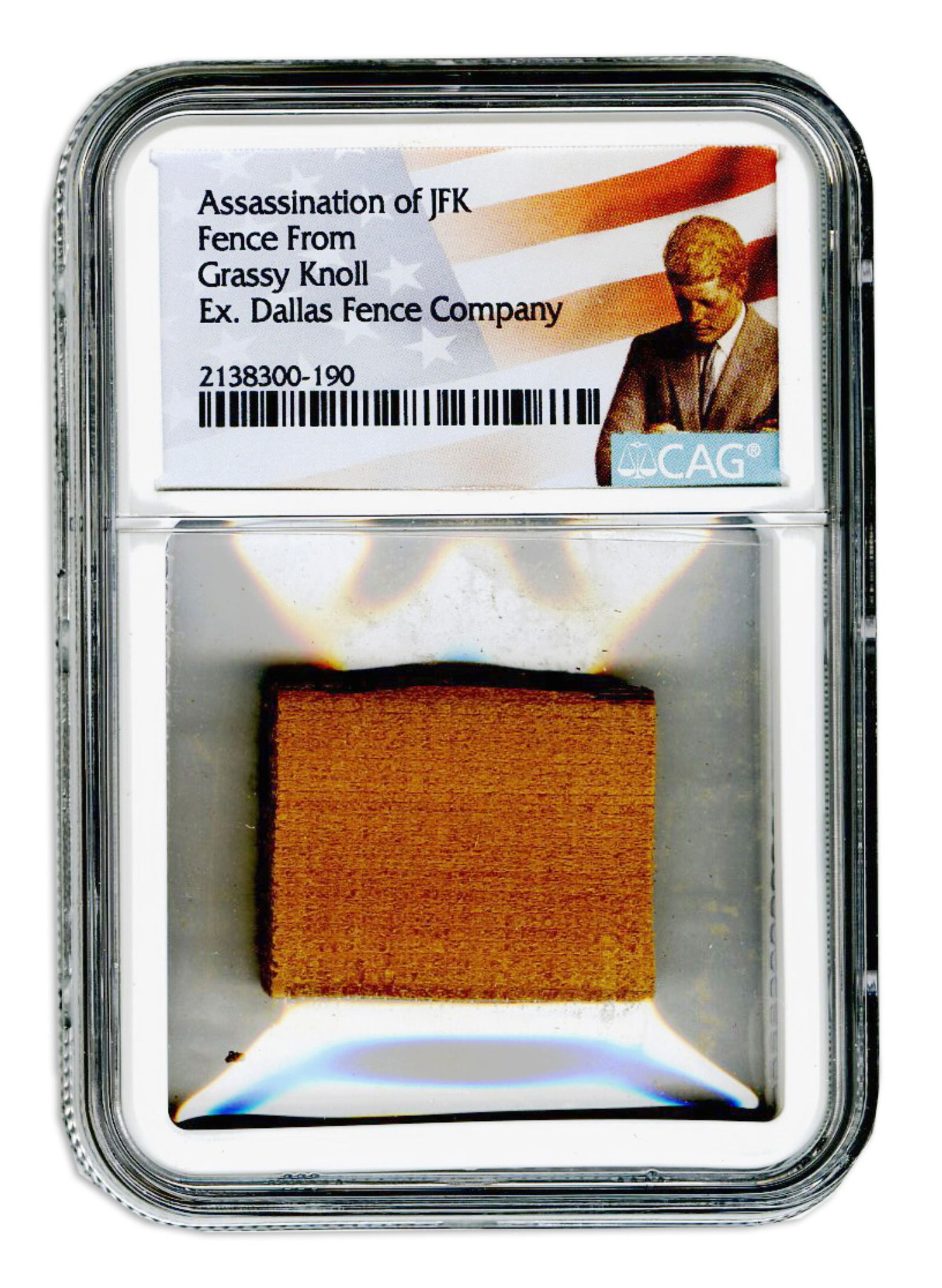 Kennedy Assassination Fence Fragment From Grassy Knoll Ex. Dallas Fence Company, CAG Encapsulated (1 of 3)