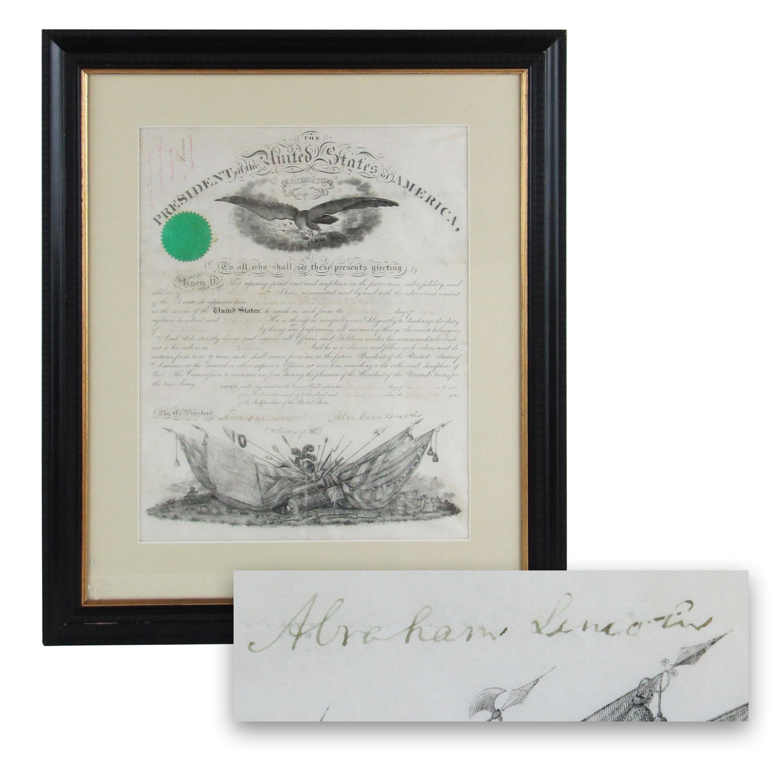 A. Lincoln Appoints Captain Later Mortally Wounded at Battle of Gaines' Mill (1 of 4)